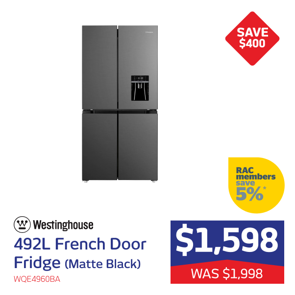 Westinghouse 492L French Door Fridge (Matte Black)