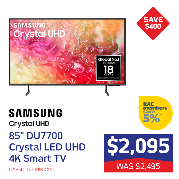 Samsung 85" DU7700 Crystal LED UHD 4K Smart TV 