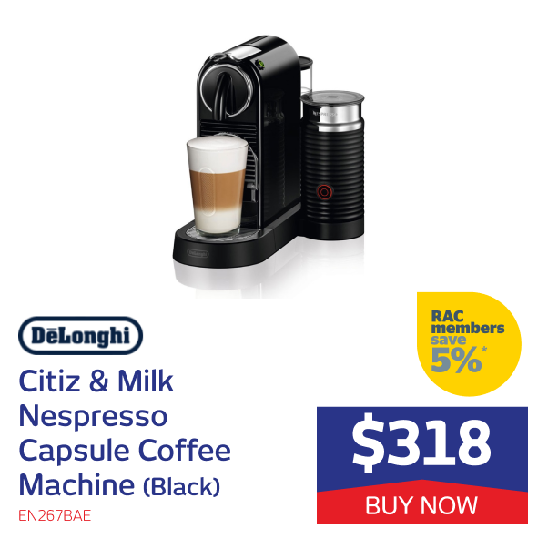 DeLonghi Citiz & Milk Nespresso Capsule Coffee Machine (Black)