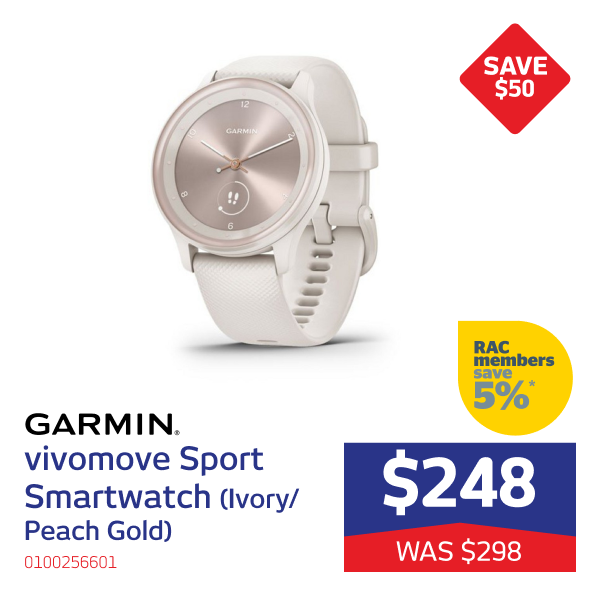 Garmin vivomove Sport Smartwatch (Ivory/Peach Gold)