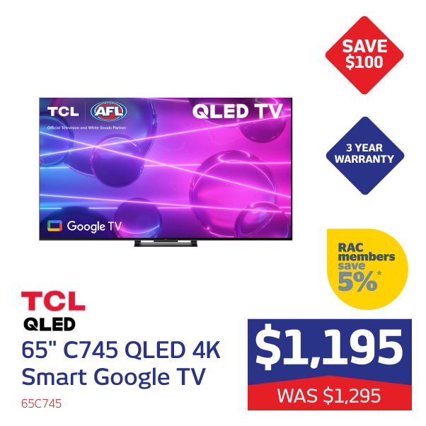 TCL 65" C745 QLED 4K Smart Google TV