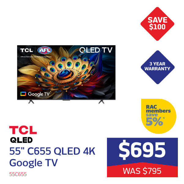 TCL 55" C655 QLED 4K Google TV [2024]