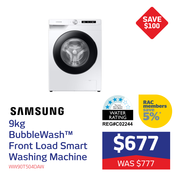 9kg BubbleWash Front Load Smart Washing Machine