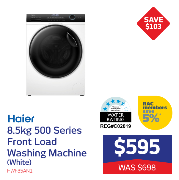 8.5kg 500 Series Front Load Washing Machine (White)