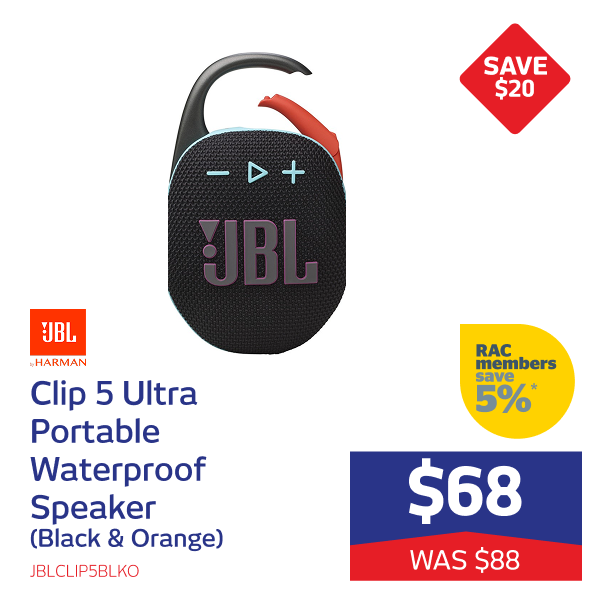 Clip 5 Ultra Portable Waterproof Speaker (Black & Orange)