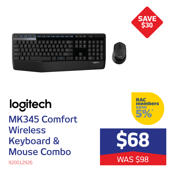 Logitech MK345 Comfort Wireless Keyboard & Mouse Combo