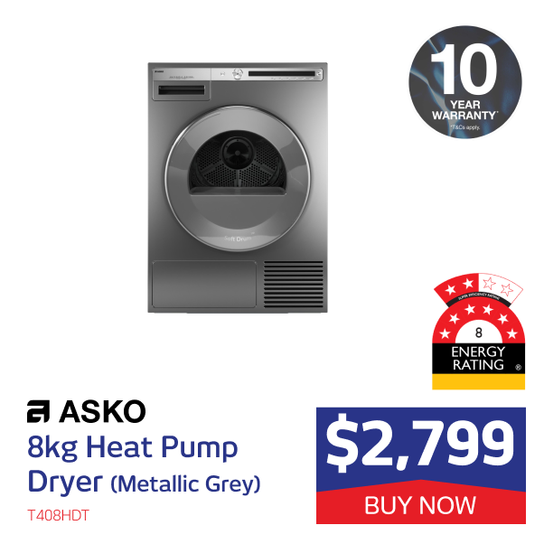 Asko 8kg Heat Pump Dryer (Metallic Grey)