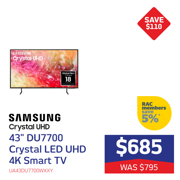 43" DU7700 Crystal LED UHD 4K Smart TV [2024]