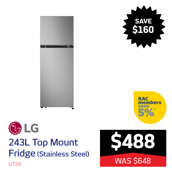 243L Top Mount Fridge (Stainless Steel)