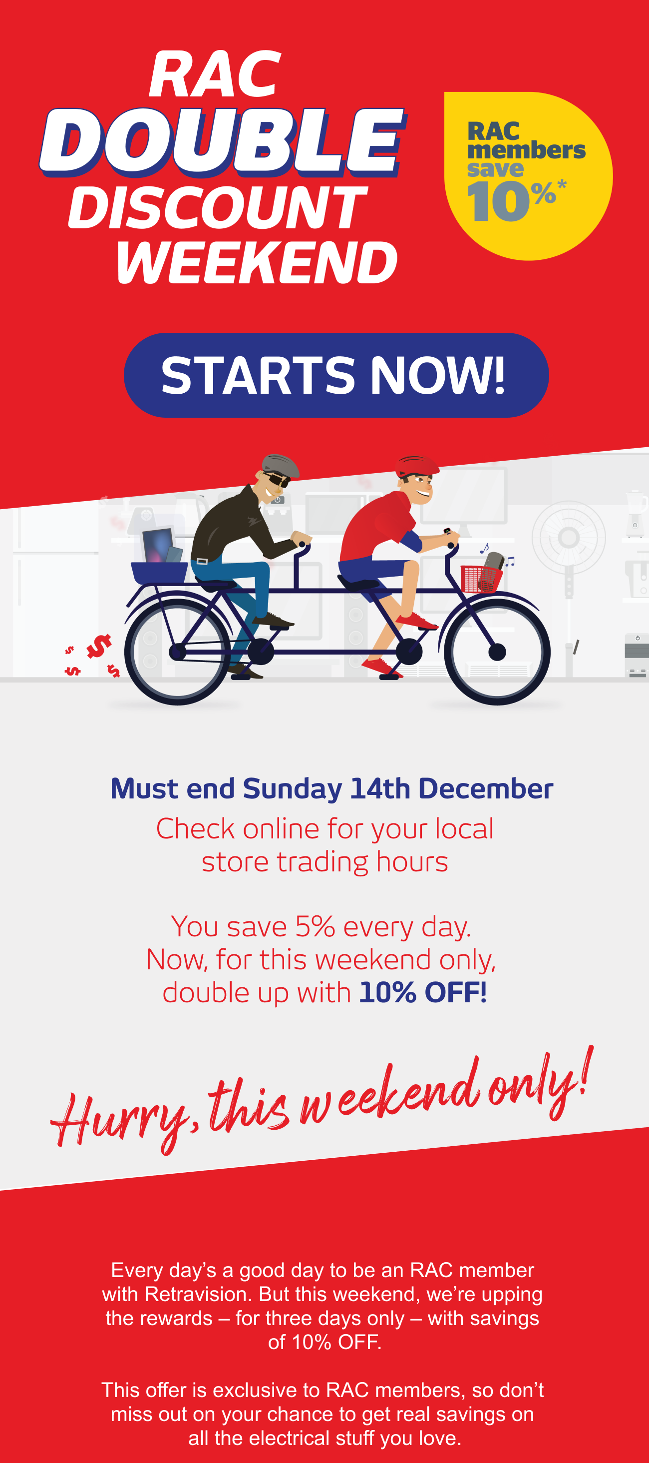 RAC Double Discount Weekend Starts Now!