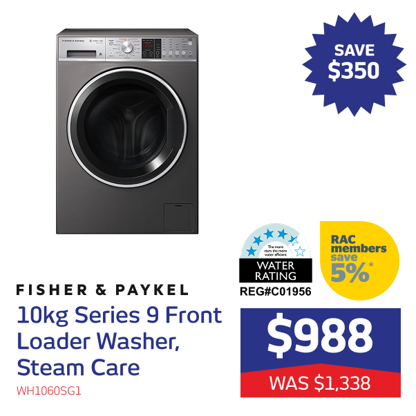 10kg Series 9 Front Loader Washer, Steam Care