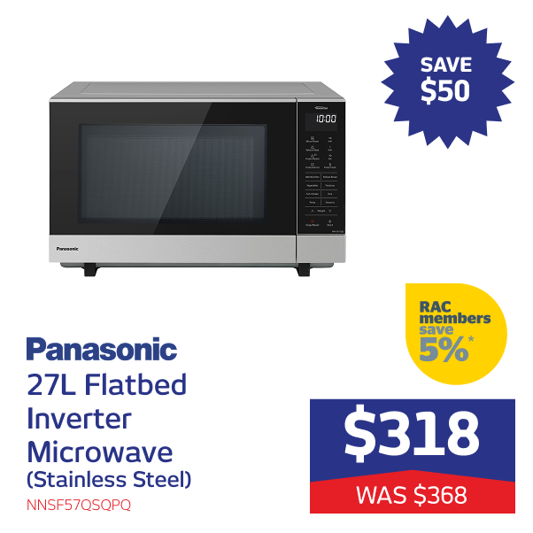 27L Flatbed Inverter Microwave (Stainless Steel)