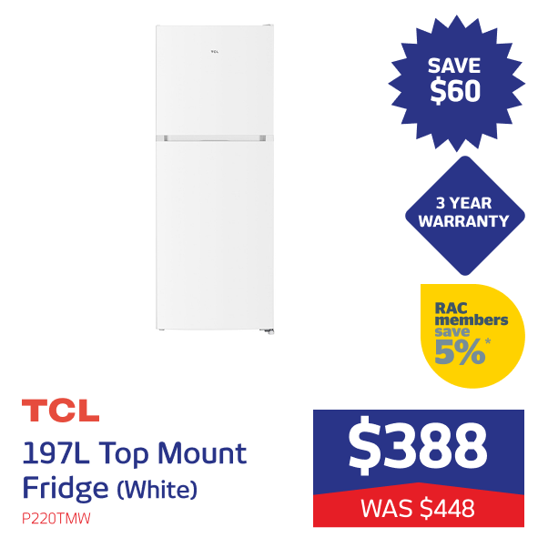 197L Top Mount Fridge (White)