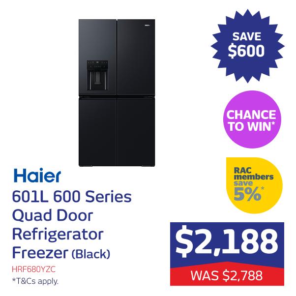 601L 600 Series Quad Door Refrigerator Freezer (Black)