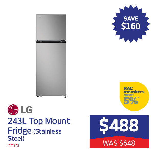 243L Top Mount Fridge (Stainless Steel)