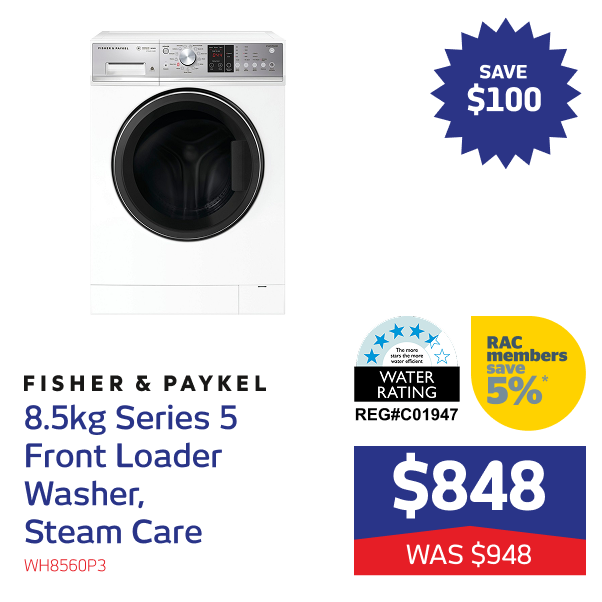 8.5kg Series 5 Front Loader Washer, Steam Care