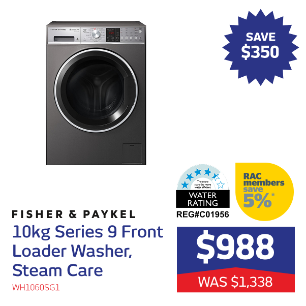 10kg Series 9 Front Loader Washer, Steam Care