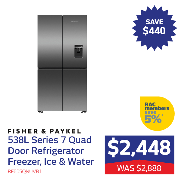 538L Series 7 Quad Door Refrigerator Freezer, Ice & Water