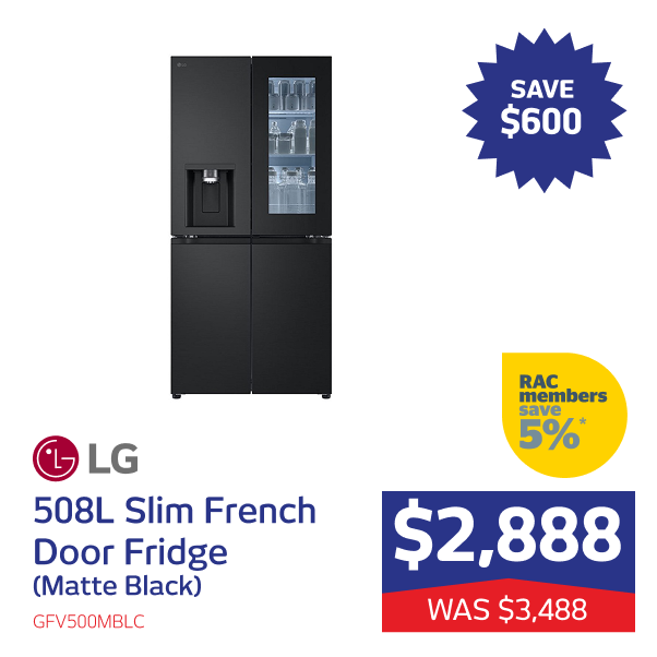 508L InstaView Slim French Door Fridge (Matte Black)