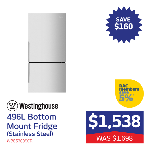 496L Bottom Mount Fridge (Stainless Steel)