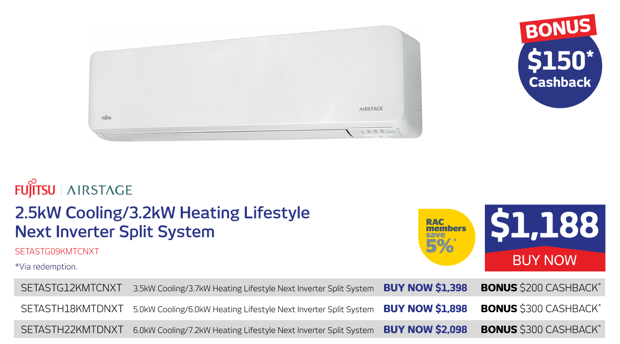 2.5kW/3.2kW Lifestyle Next Inverter Split System