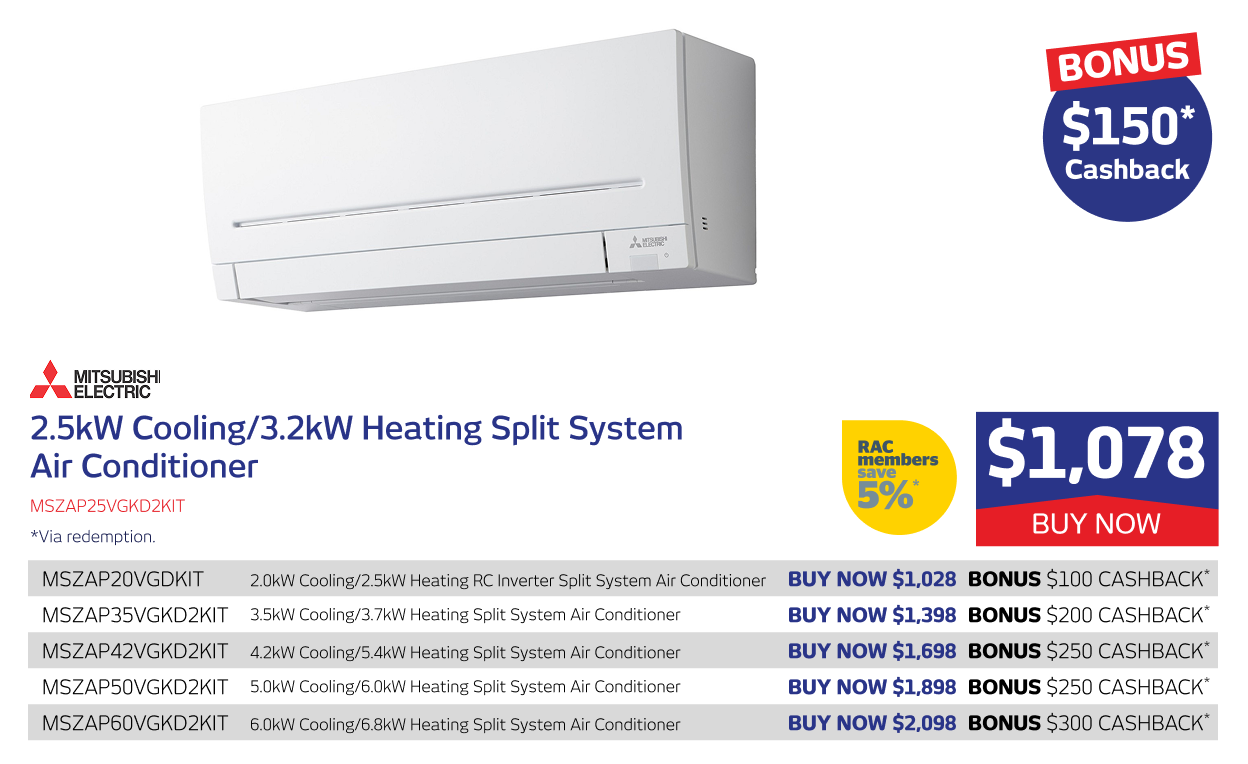 2.5kW/3.2kW Split System Air Conditioner