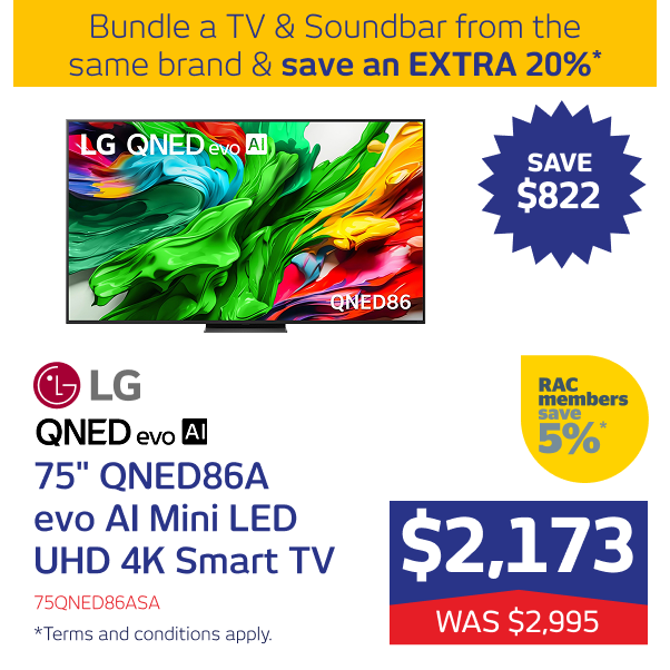 75" QNED86A evo AI Mini LED UHD 4K Smart TV