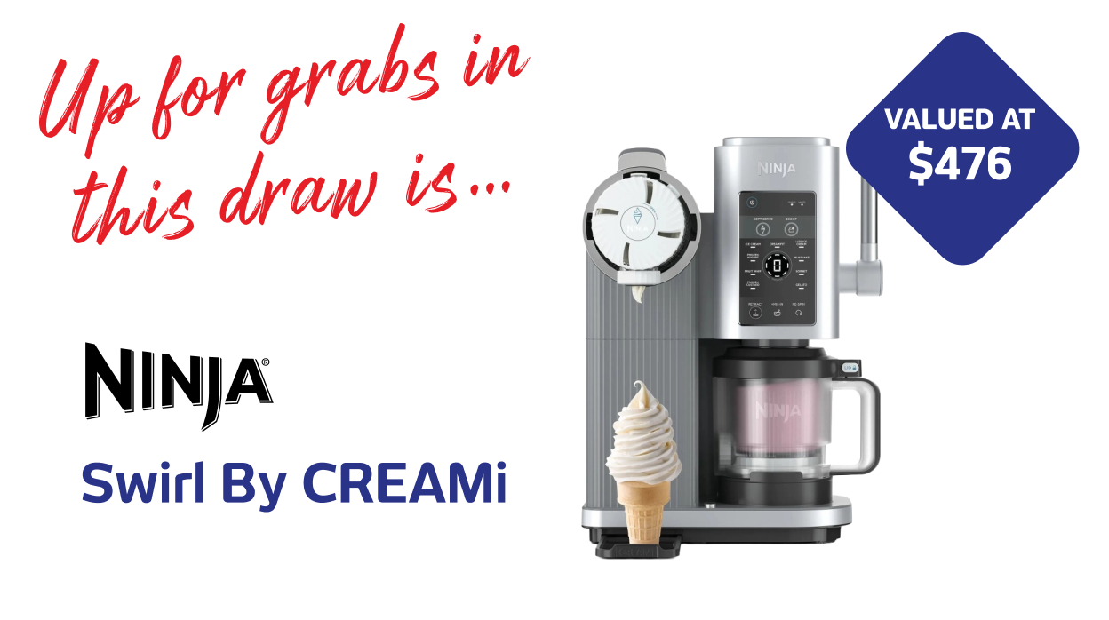 Up for grabs this draw is a Ninja Swirl by CREAMi, valued at $476
