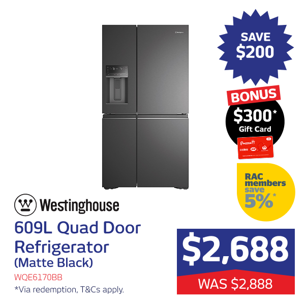 609L Quad Door Refrigerator (Matte Black)