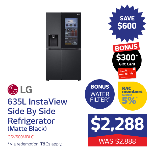 635L InstaView Side By Side Refrigerator (Matte Black)