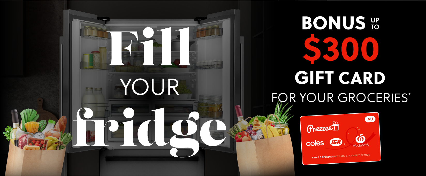 Receive a Bonus Grocery Gift Card up to $300 With Selected Refrigeration