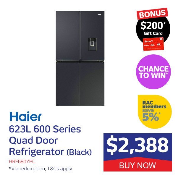 623L Quad Door Refrigerator (Black)