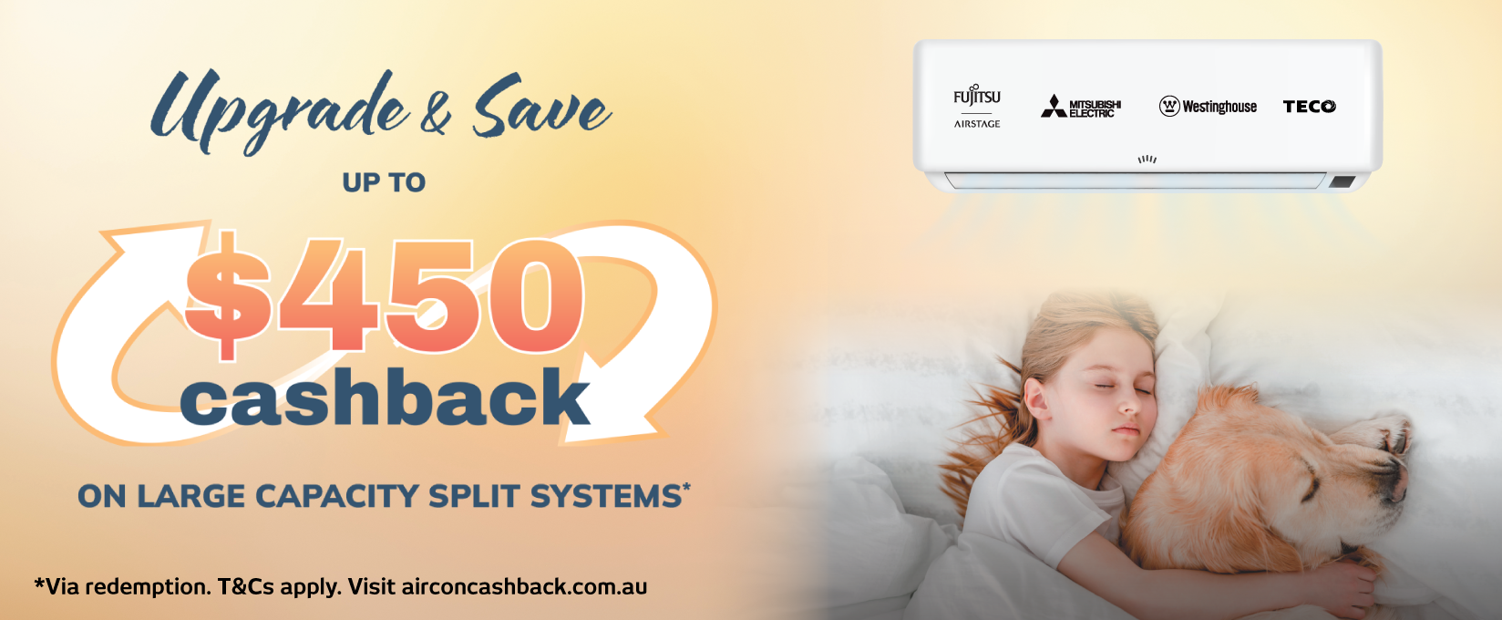 Up To $450 Cashback On Large Capacity Split Systems
