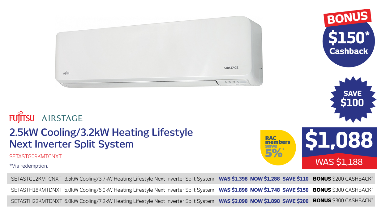 2.5kW/3.2kW Lifestyle Next Inverter Split System