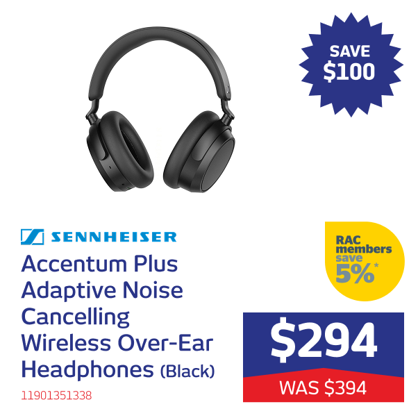 Accentum Plus Adaptive Noise Cancelling Wireless Over-Ear Headphones (Black)