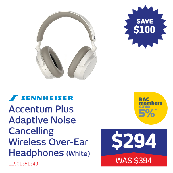 Accentum Plus Adaptive Noise Cancelling Wireless Over-Ear Headphones (White)