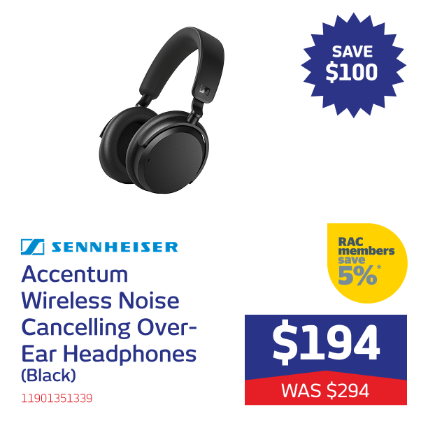 Accentum Wireless Noise Cancelling Over-Ear Headphones (Black)