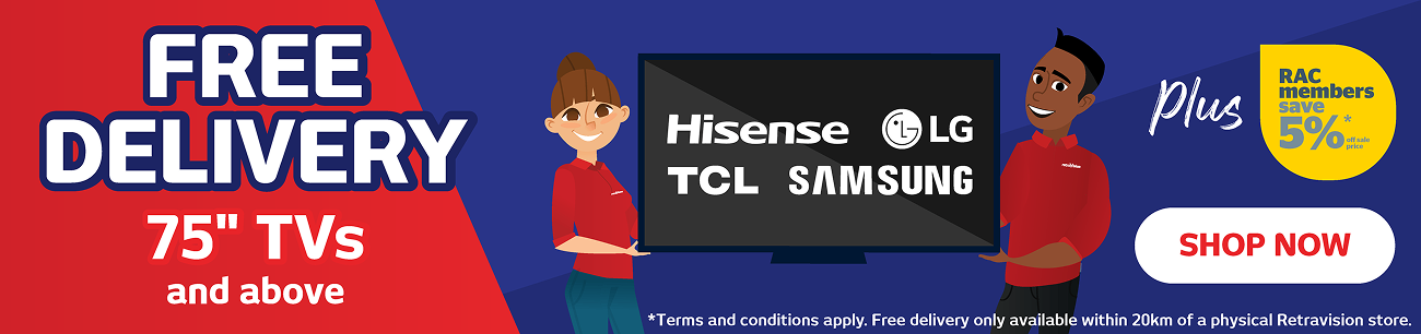 Free Delivery on Selected 75" and Above TVs