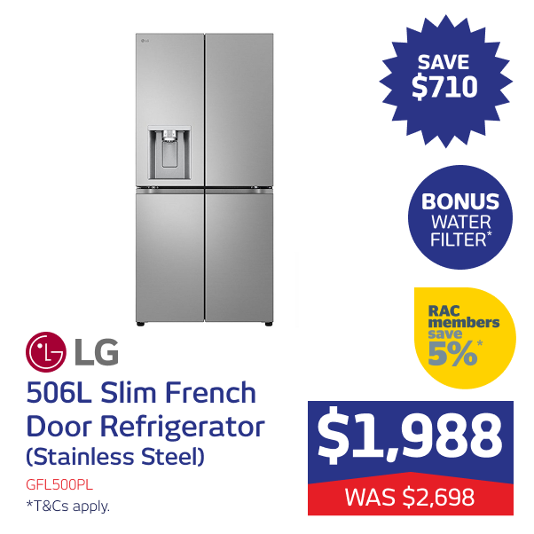506L Slim French Door Fridge (Stainless Steel)