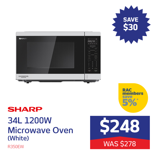 34L 1200W Microwave Oven (White)