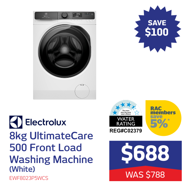 8kg UltimateCare 500 Front Load Washing Machine (White)