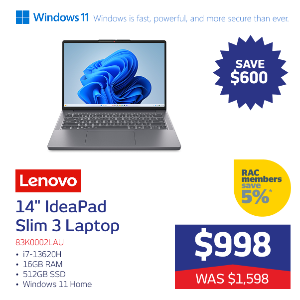 14" IdeaPad Slim 3 i7-13620H 16GB 512GB W11H