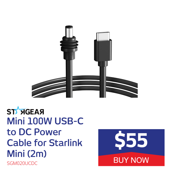 Mini 100W USB-C to DC Power Cable for Starlink Mini (2m)