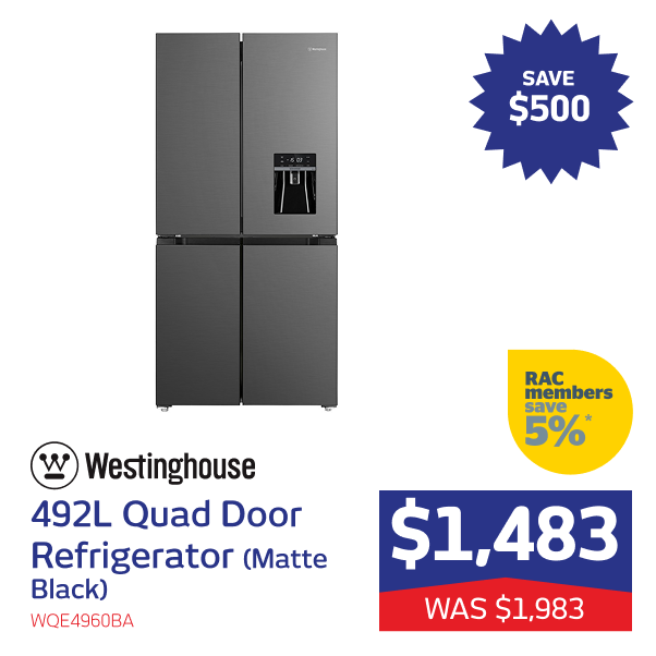 492L French Door Fridge (Matte Black)