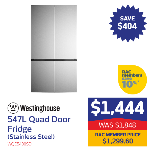 547L Quad Door Fridge (Stainless Steel)