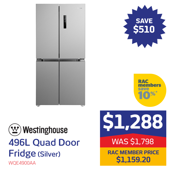 496L Quad Door Fridge (Silver)
