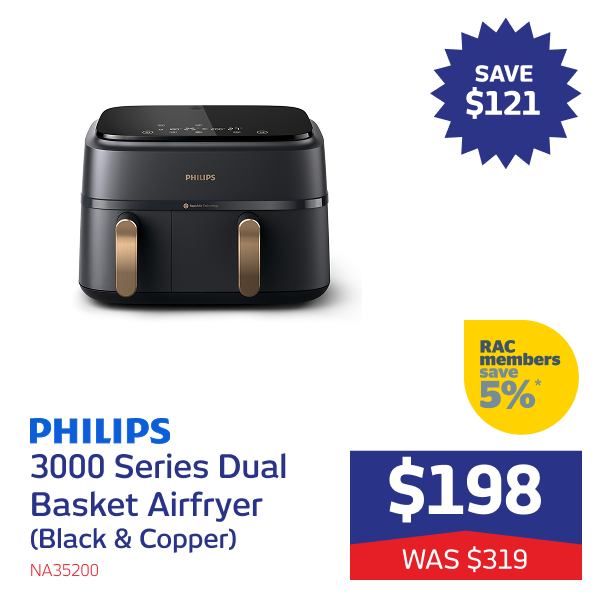3000 Series Dual Basket Airfryer (Black & Copper)