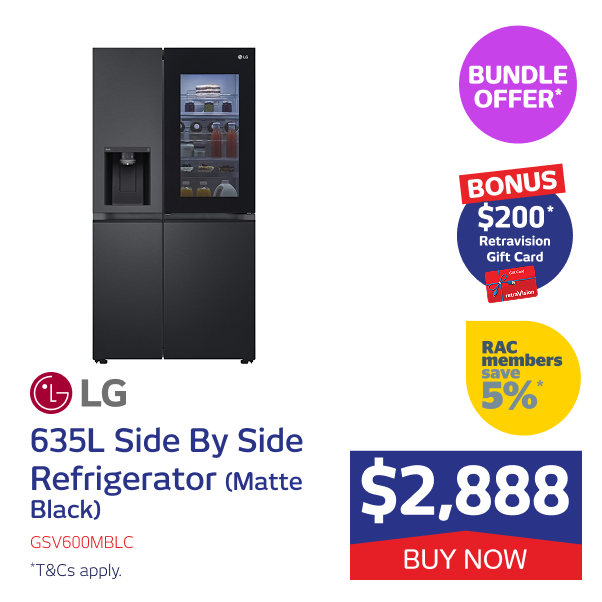 635L InstaView Side By Side Fridge (Matte Black)