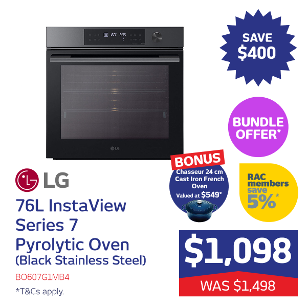 76L InstaView Series 7 Pyrolytic Oven (Black Stainless Steel)