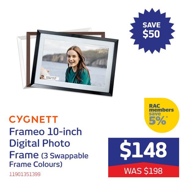 Frameo 10-inch Digital Photo Frame (3 Swappable Frame Colours)